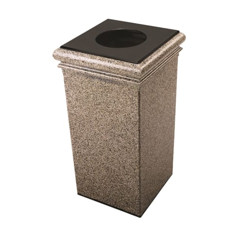 Commercial Zone StoneTec 30 Gallon Square Trash Container, Riverstone